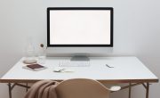 Free Stylish workspace with computer and simple furniture Stock Photo